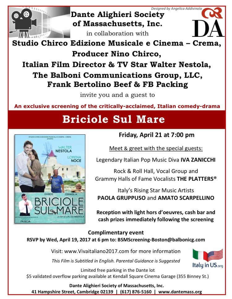 BRICIOLE SUL MARE Dante Alighieri Society Boston